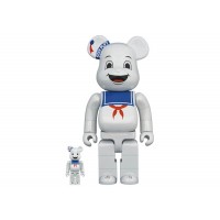 Bearbrick Stay Puft Marshmallow Man 100% & 400% Set White Chrome Ver.
